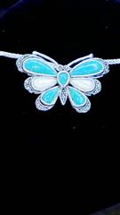 Synthetic Turquoise Stone Necklace Silver Plate 16.45g